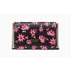 New Kate Spade Morgan Winter Blooms Embossed Flap Chain Wallet Crossbody Multi